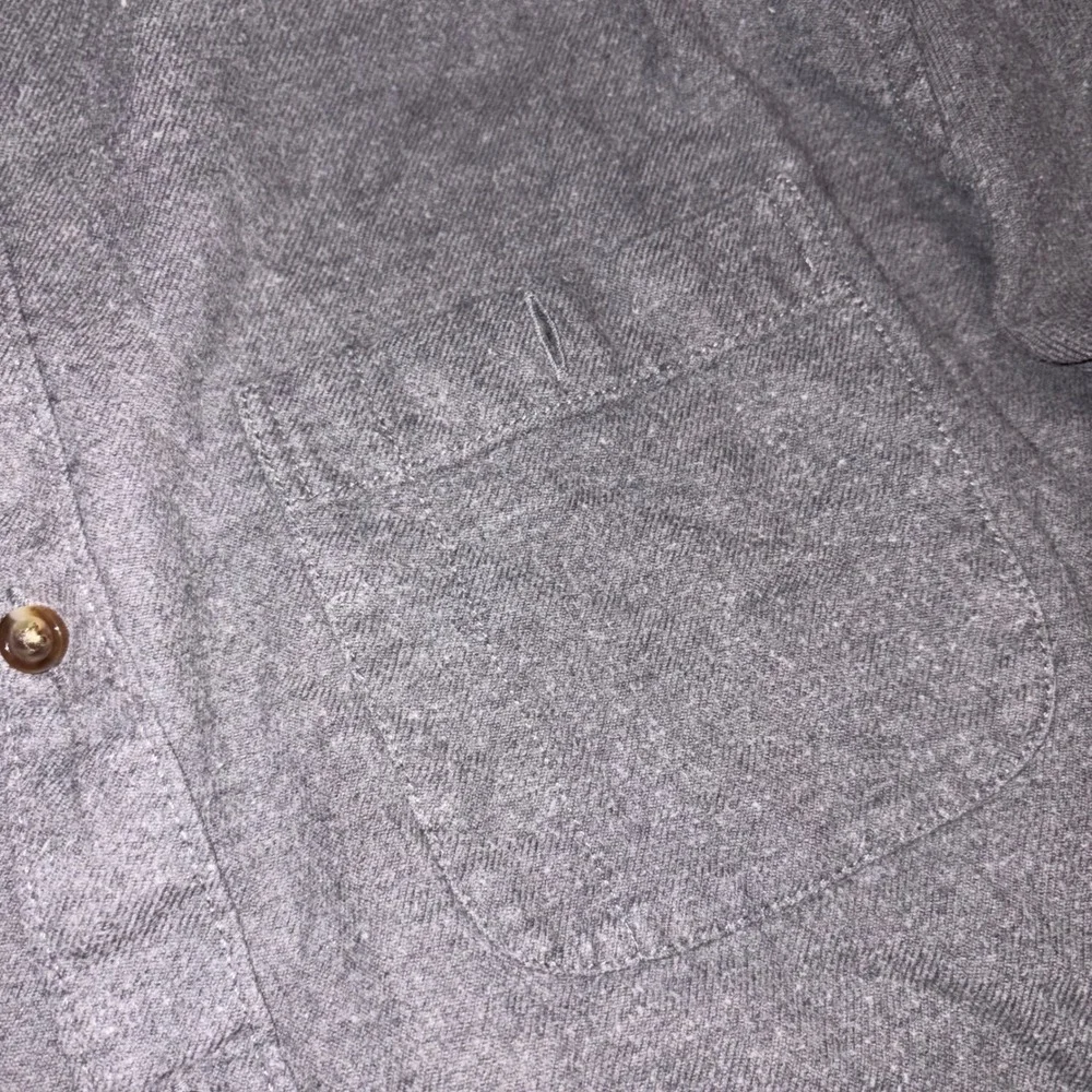 J.CREW Chamois Flannel Shirt Men Large Gray‎ Slim Elbow Patch Heavy Cotton